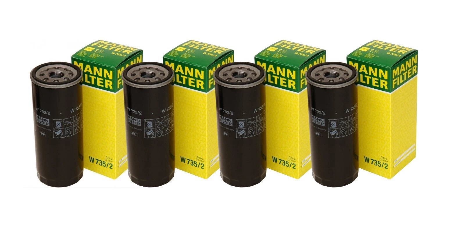 Set of 4 Engine Oil Filters W 735/2 for Audi A6 Quattro S6