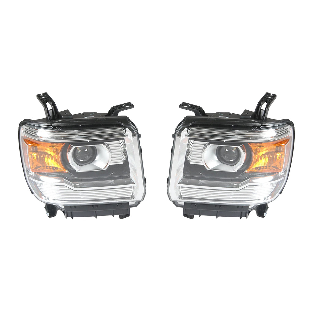 L R Halogen Headlights for GMC Sierra 1500 2014–2018, 2500HD 3500HD 2015–2019