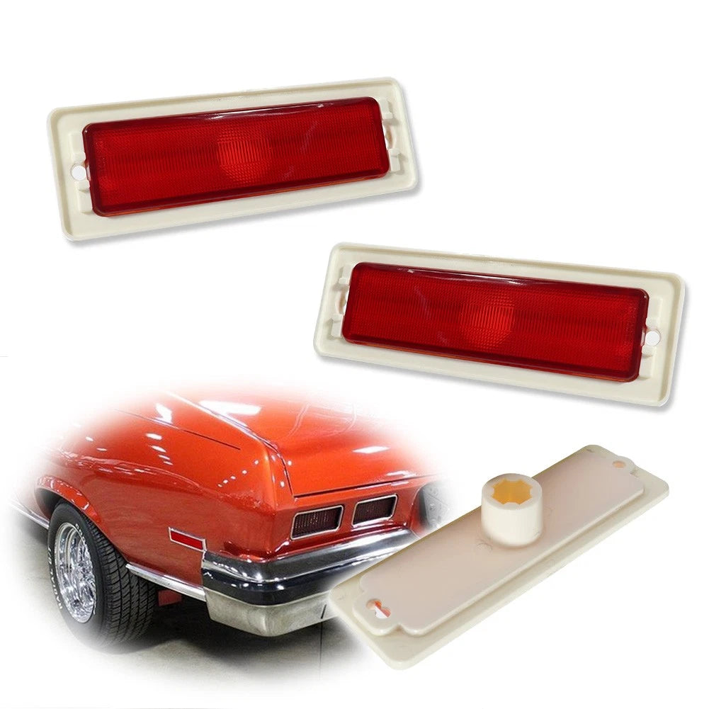 Set of 2 Rear Side Marker Lights for Chevy Nova (1970–1974) Red Reflector