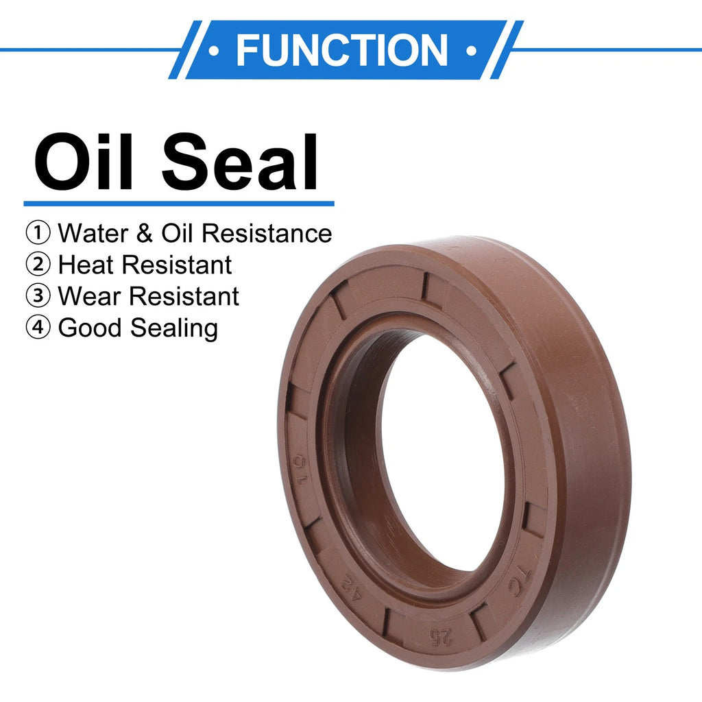 Set of 2 Oil Seal Rotary Shaft Seal FKM Rubber 25x42x10mm