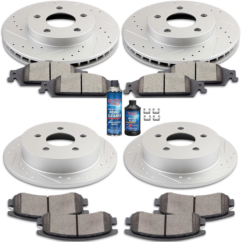 Set of 4 Brake Pads and Rotors for Oldsmobile Alero (1999–2004) Drilled