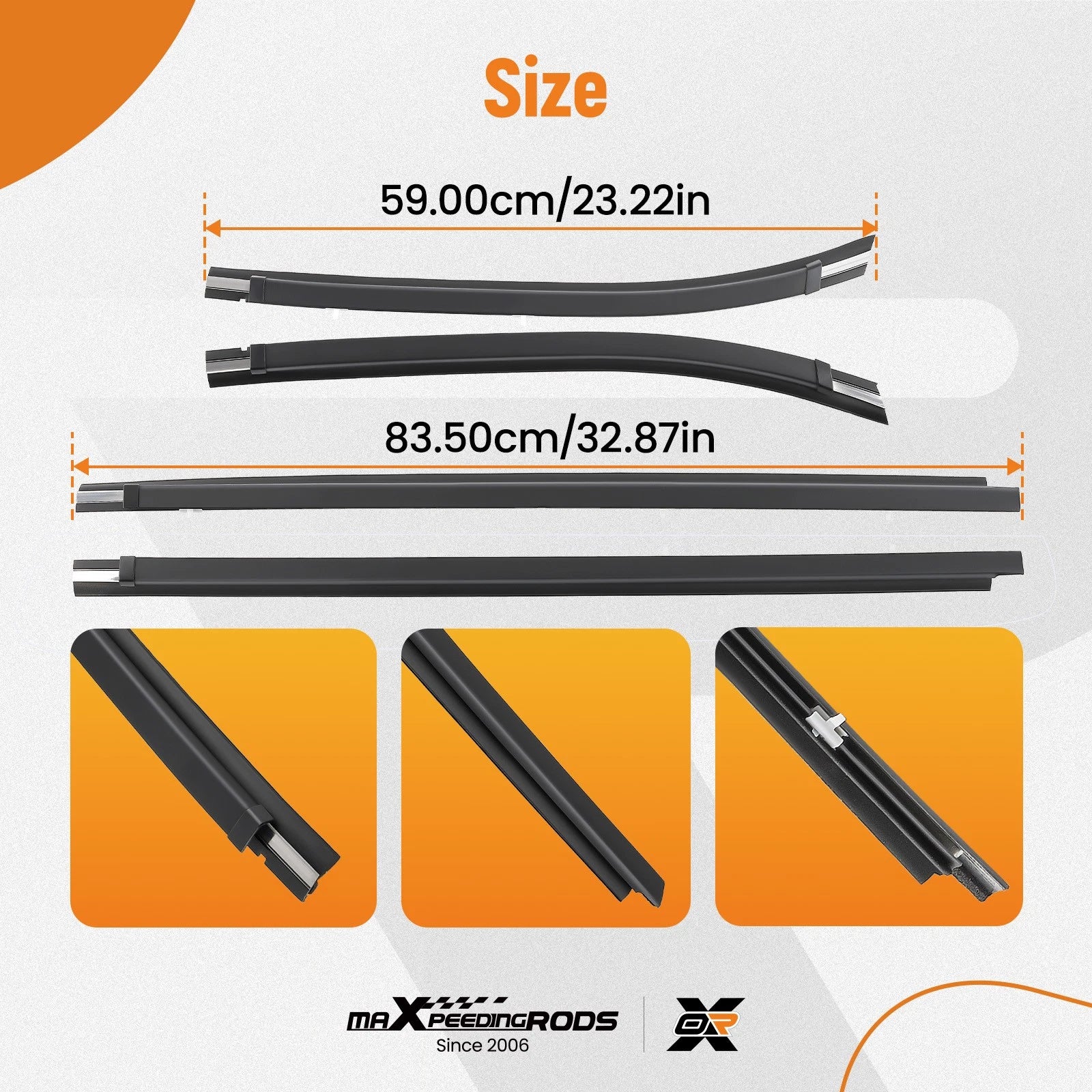 Set of 4 Door Window Moulding Trim Weatherstrip for Toyota Tacoma (1995–2004)