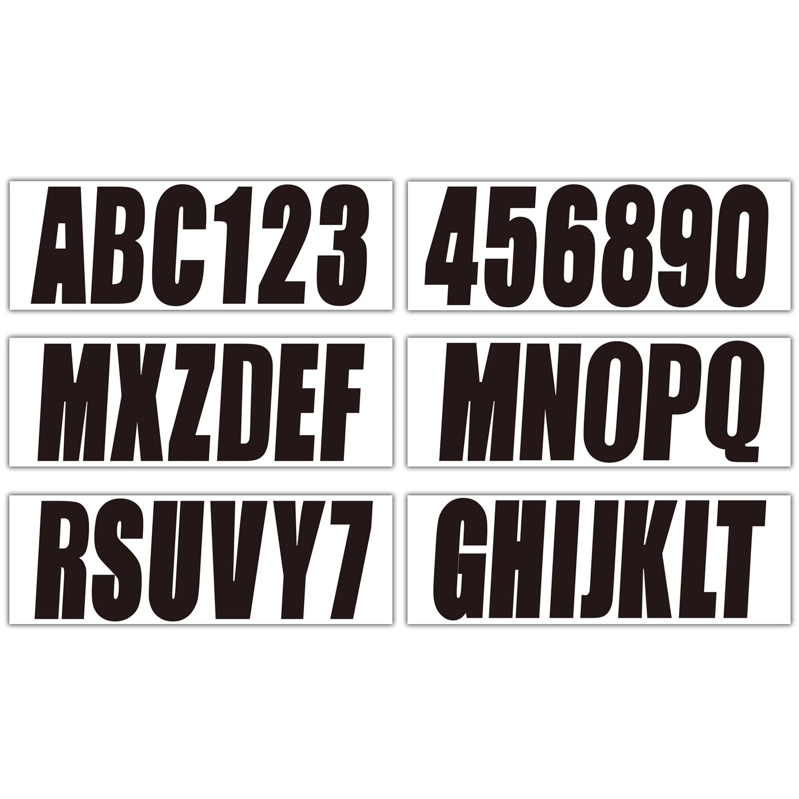 Set of 4 Black Personalized Decals for Boat Registration A-Z & 0-9