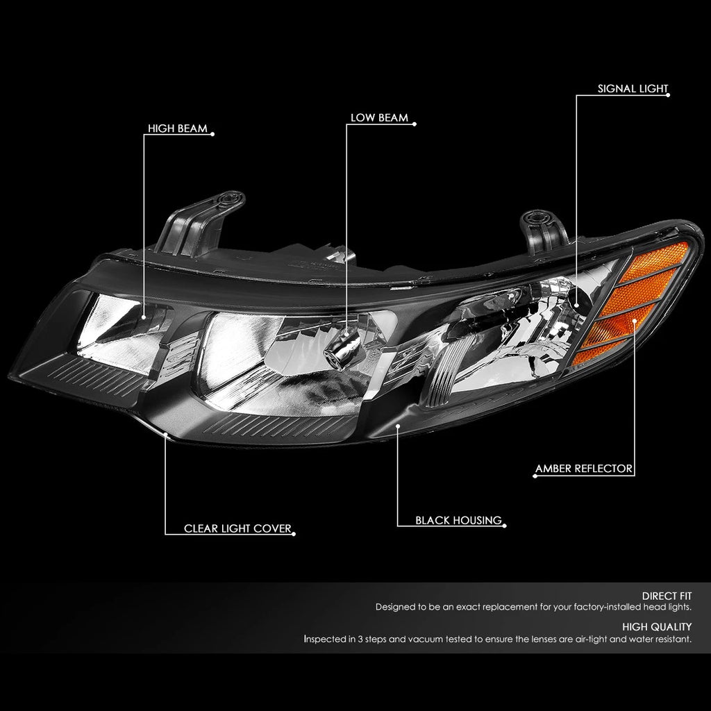 Headlight Lamps for Kia Forte Koup (2010–2013) - Black Housing, Amber