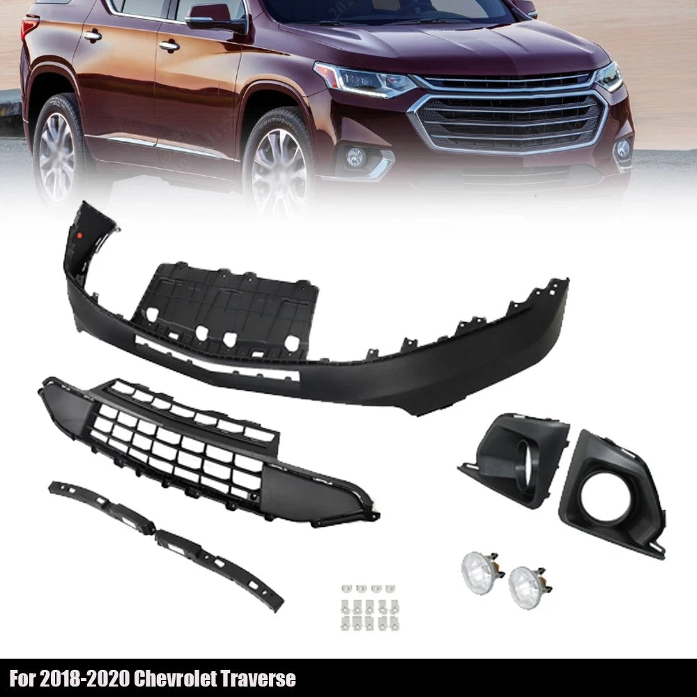 Front Lower Bumper, Grill, Fog Lamp Cover & Bracket for Chevrolet Traverse (2018–2020)
