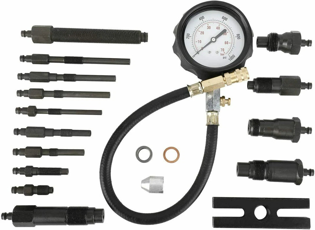 16 Pcs Diesel Engine Compression Gauge Tester Tool Kit for