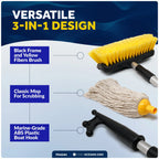 Deluxe Soft Brush Mop for Boat Deck Cleaning with Telescoping Shaft