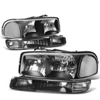 Headlight Set for GMC Sierra/Yukon (1999–2007) Black Housing Clear Corner
