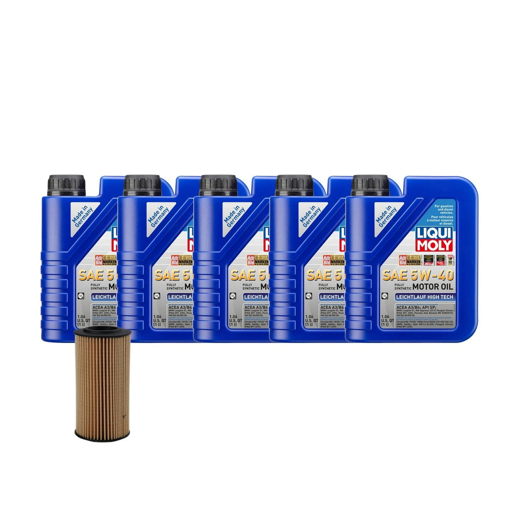 5L Liqui Moly Leichtlauf High Tech 5W-40 Oil Change Kit for Audi L4 2.0L (2010–2023)
