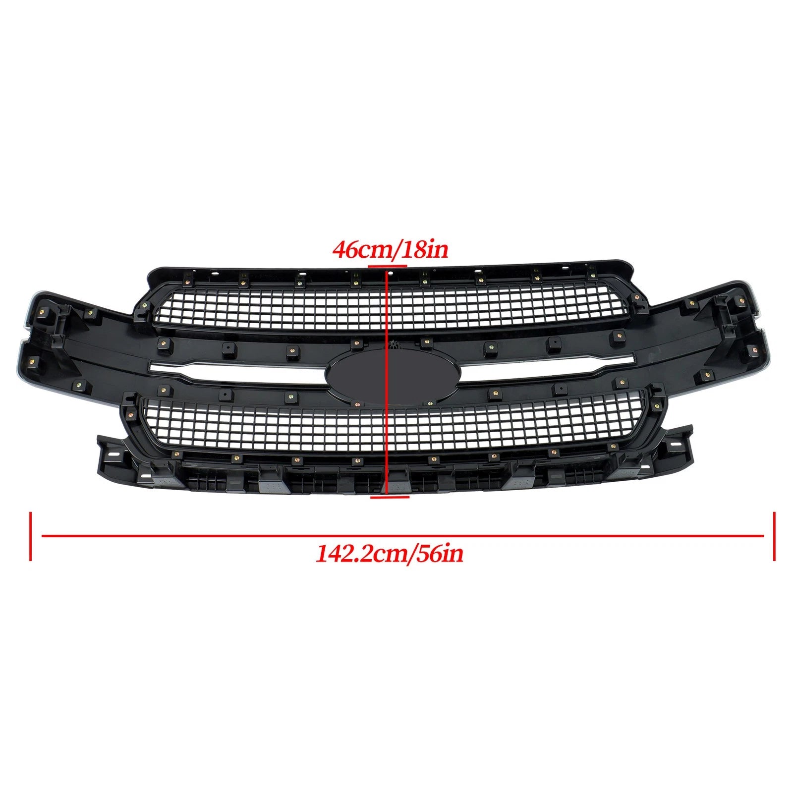 Gloss Black Front Upper Grille for Ford F-150 (2018–2020) Platinum Style