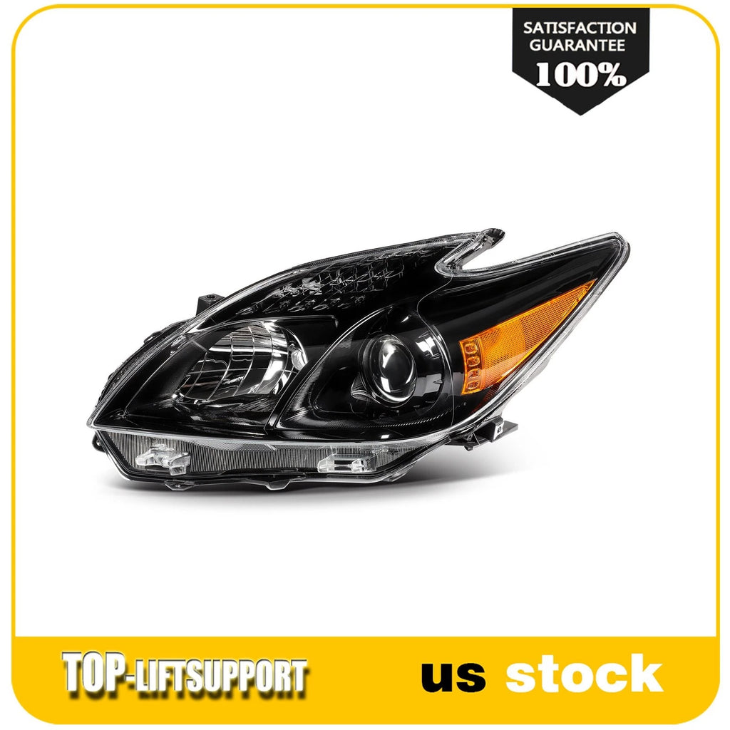 Headlight Assembly for Toyota Prius (2010–2011) Black Amber Projector Pair