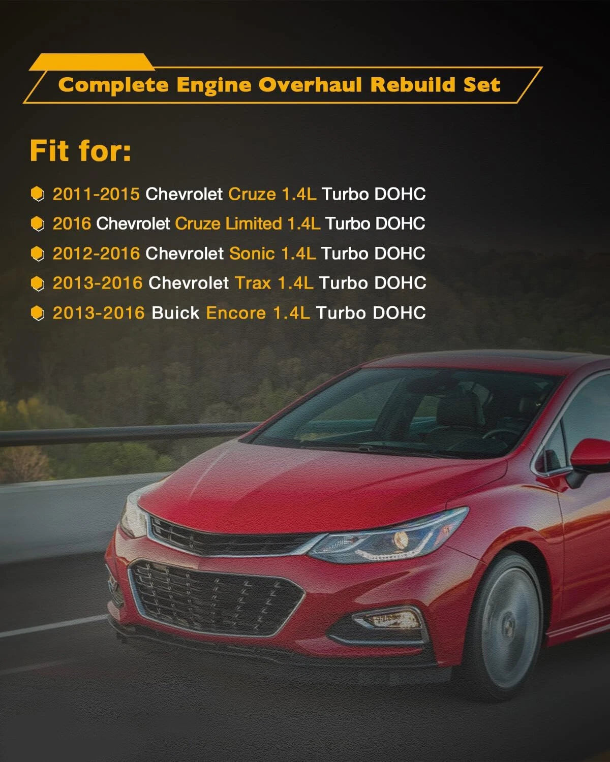 Timing Chain Kit with Head Gasket & Piston Rings for Chevy Sonic Cruze (2011-2016)