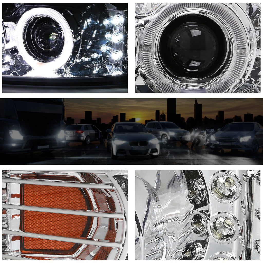 Halo Ring LED DRL Projector Headlight for Ford Mustang (1999–2004) Chrome