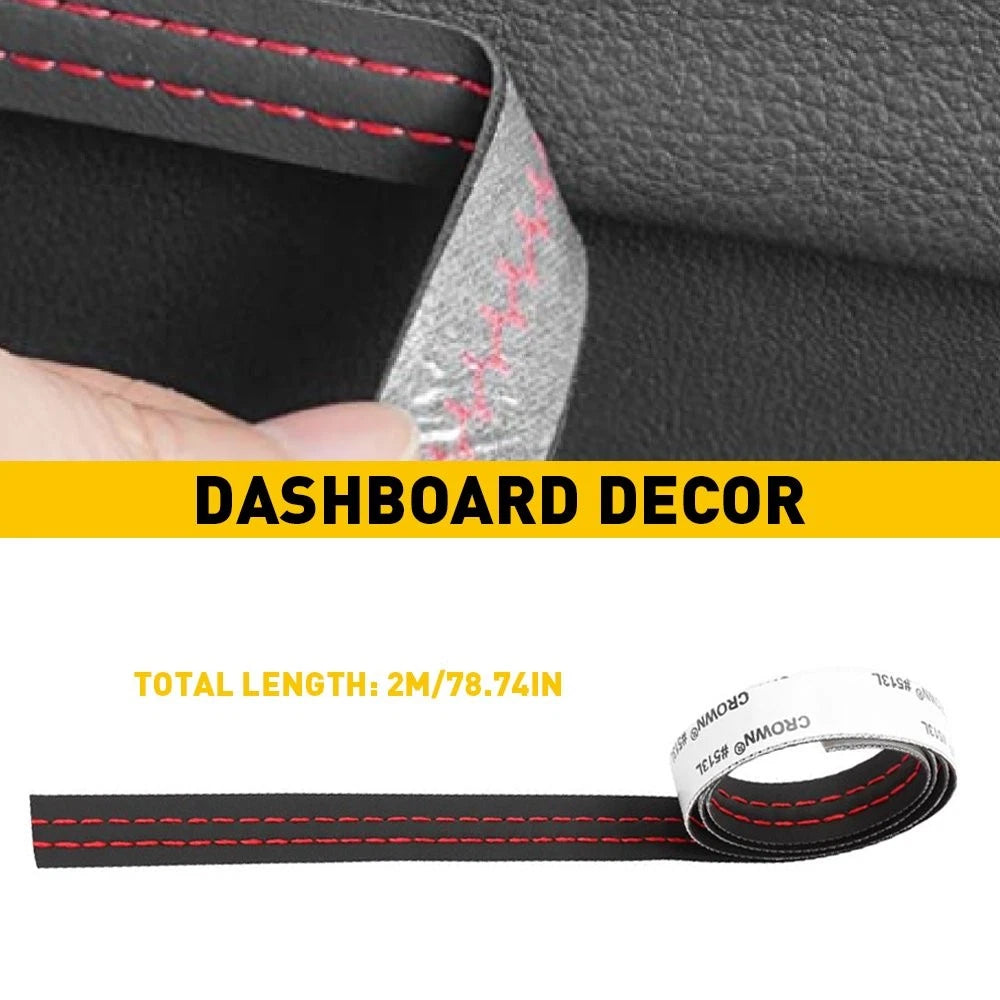 Red PU Leather Dashboard Trim Sticker for Car