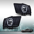 2X Black Smoke LED DRL Halo Headlights for Ford Mustang (2005–2009)