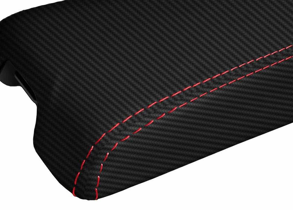 Carbon Fiber Console Lid Cover for Infiniti G35 Coupe (2002–2007) Red Stitch