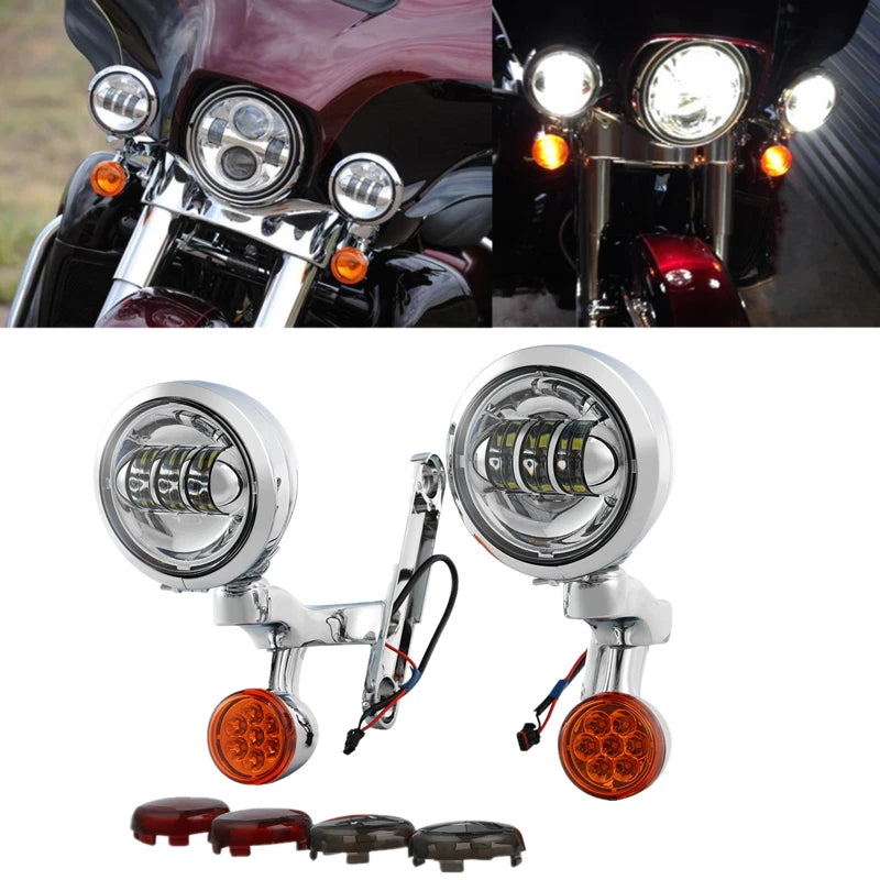 4.5" LED Turn Signal Fog Light Bracket for Harley Electra Glide