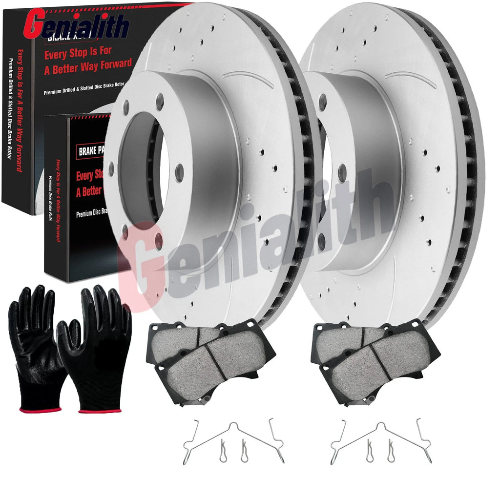 Front Drilled & Slotted Brake Rotors Brake Pads Kit for Toyota Sequoia (2001–2007)