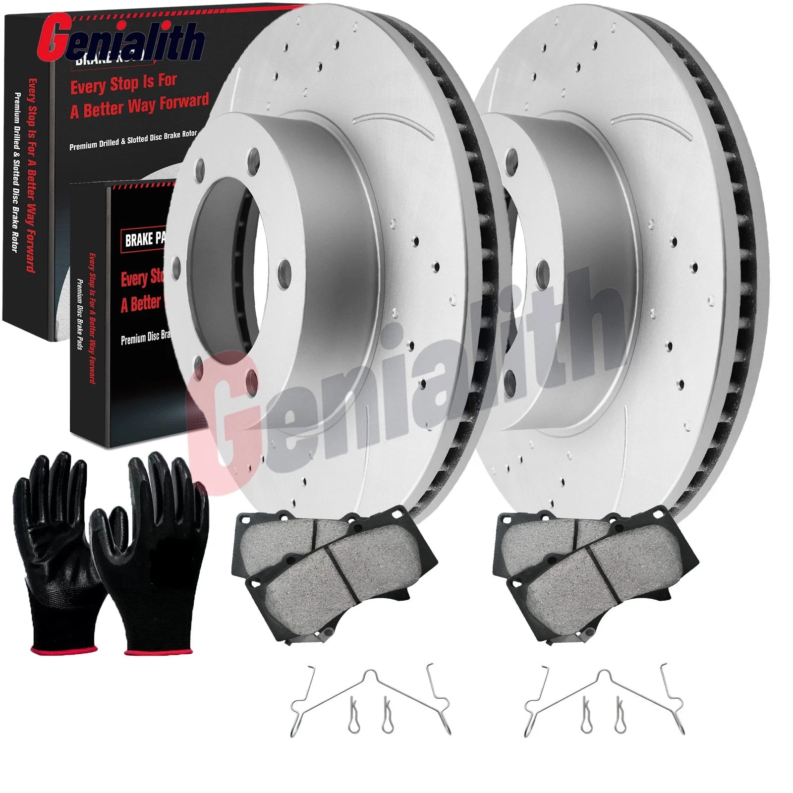 Front Drilled & Slotted Brake Rotors Brake Pads Kit for Toyota Sequoia (2001–2007)