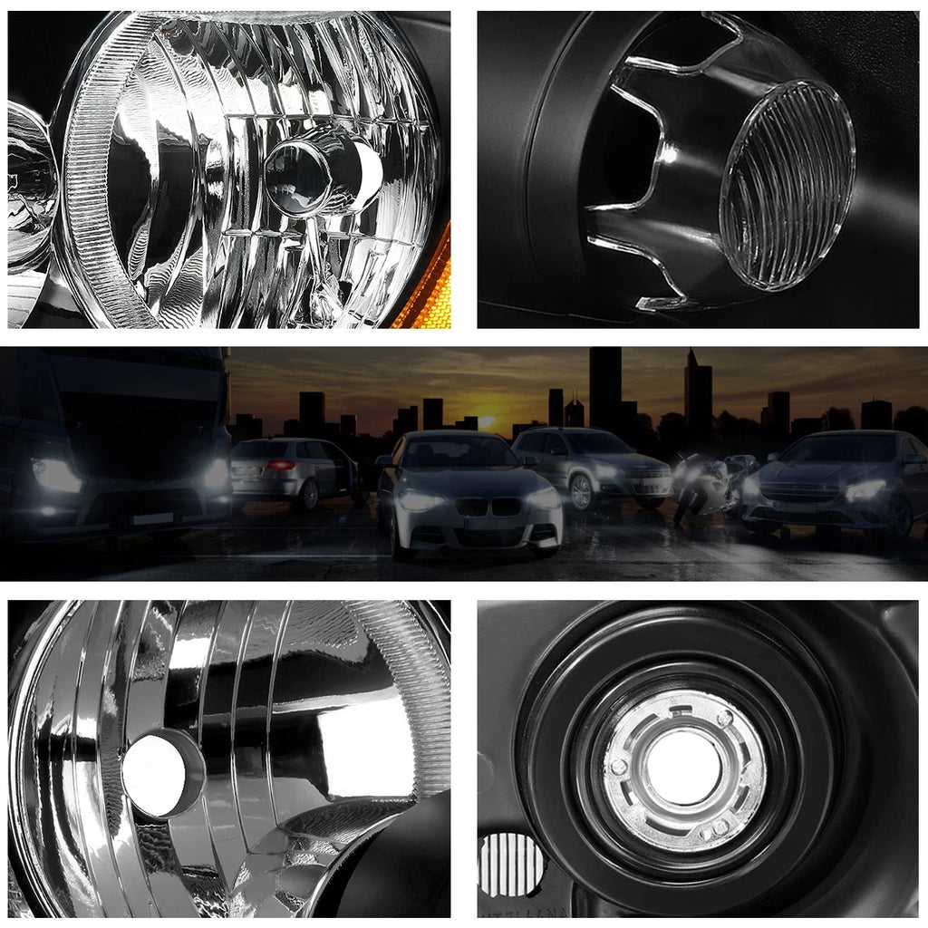 Halogen Headlight Lamps for Jeep Grand Cherokee (2011–2013) - Black, Amber Side
