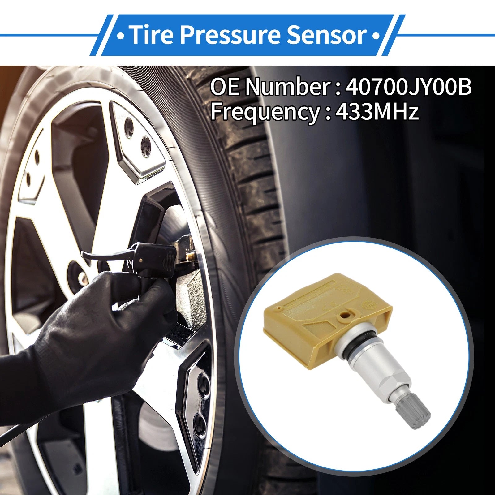 Tire Pressure Sensor for Nissan Rogue (2014–2018) 40700JY00B 433MHz