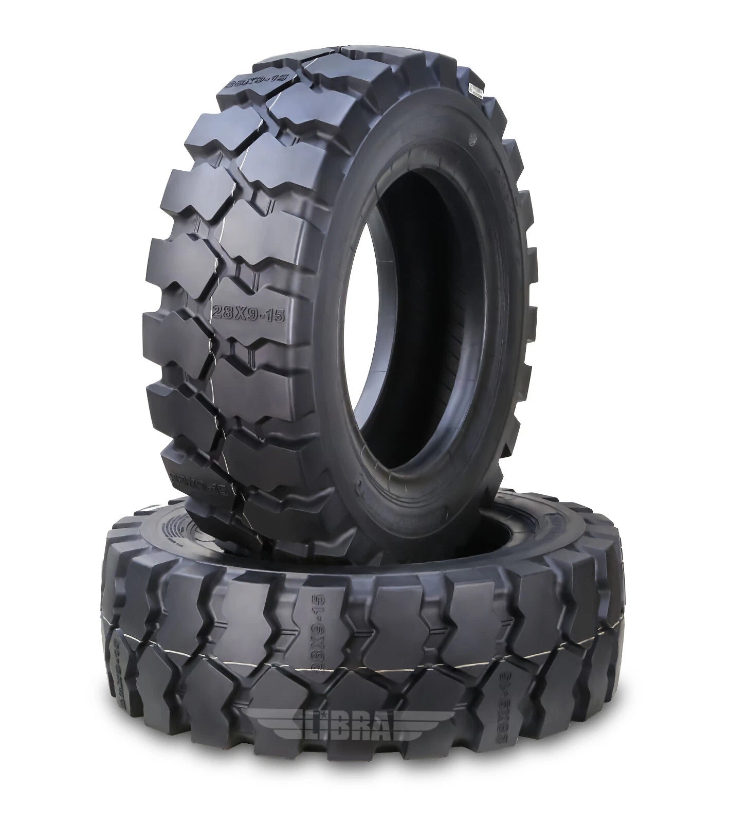 Set of 2 Forklift Tires 28x9-15 w/Tube Flap 8.15-15 (Part # 12030)