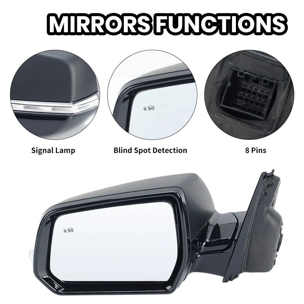 Side Mirror for Chevy Traverse (2018–2019) W/ Blind Spot, Turn Signal, 8 Pins