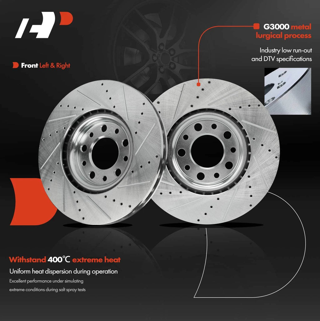 Front Drilled Brake Rotors & Ceramic Pads for Jeep Compass Renegade (2017–2023)