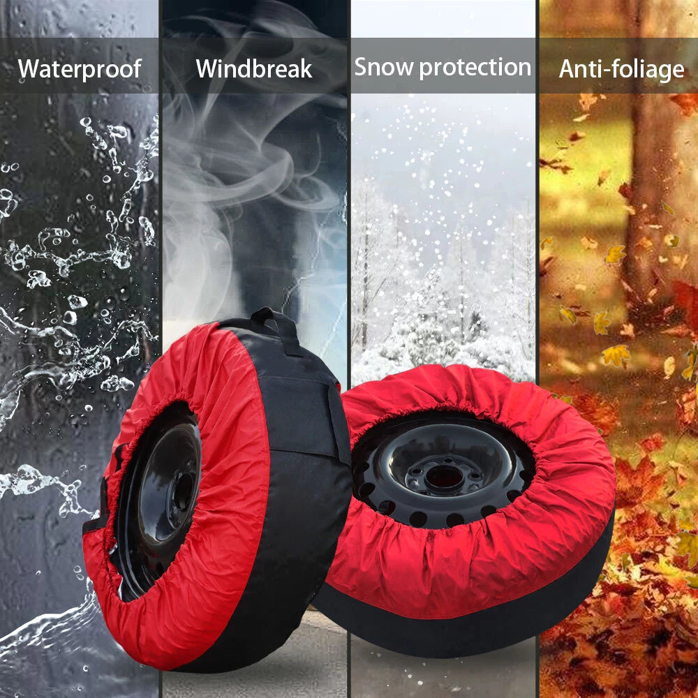 Set of 4 Tire Covers for Red and Black (420D/600D)