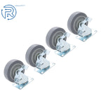 Set of 4 Heavy Duty 4-Inch Swivel Casters with Side Brakes