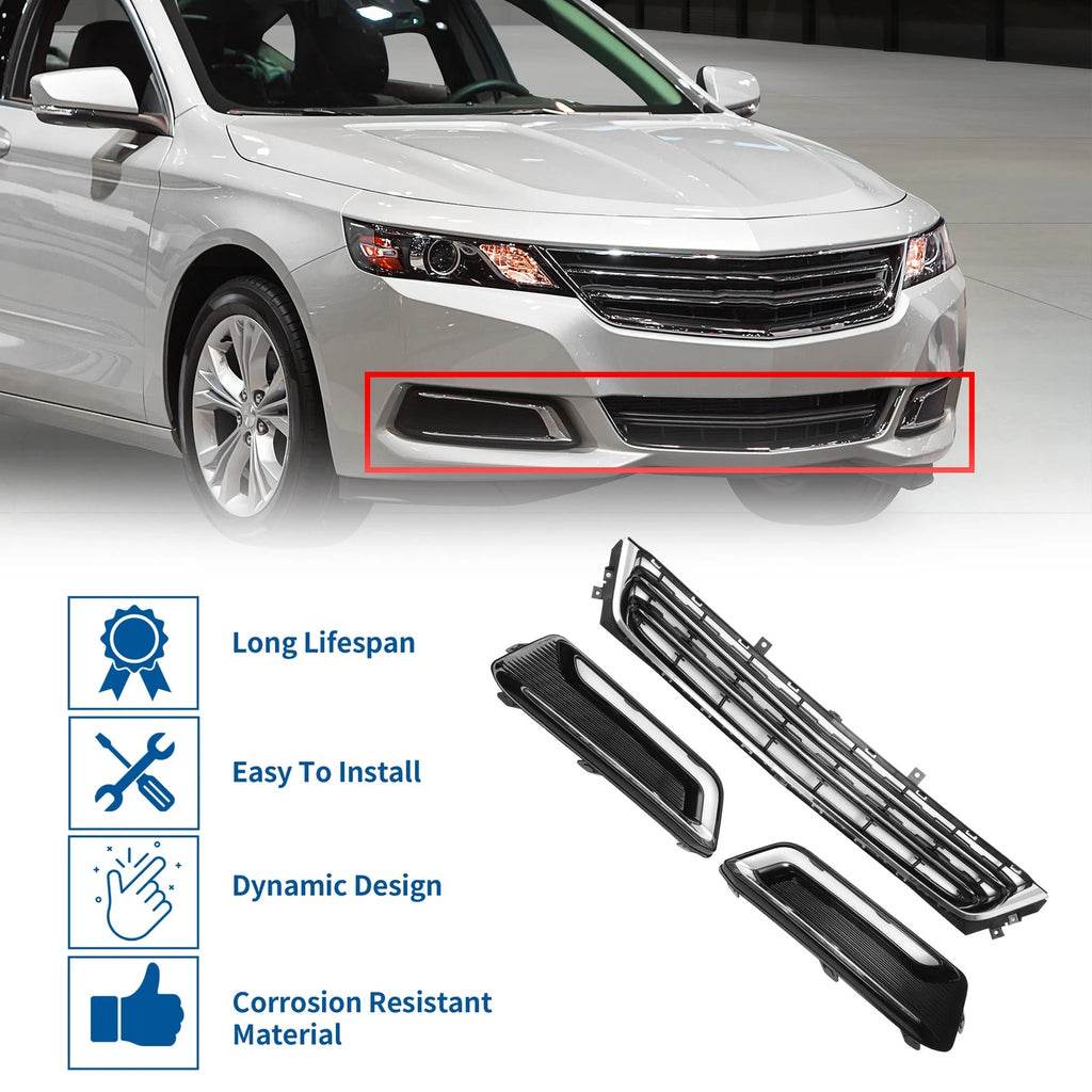 Set of 1 Front Lower Bumper Grille for Chevrolet Impala (2014–2020) Chrome