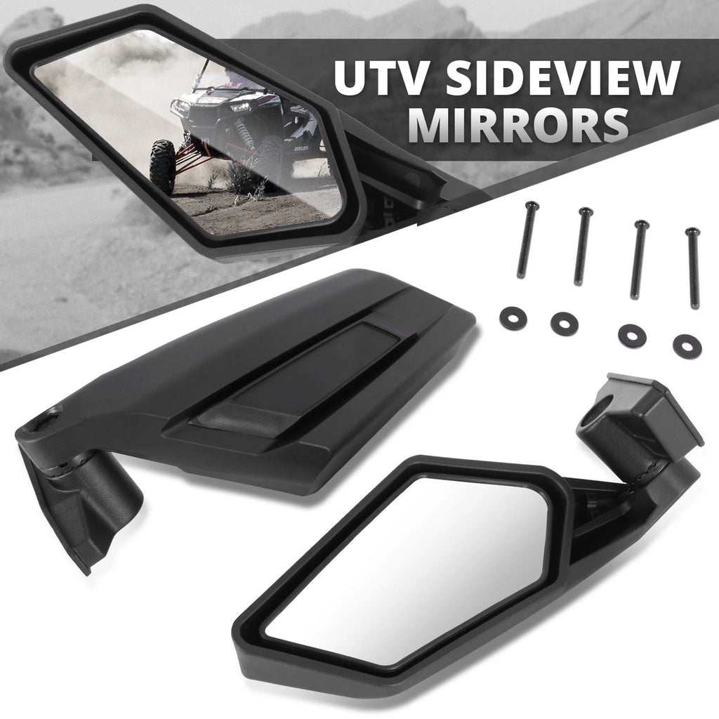 Black Aluminum Convex Glass Side View Mirrors for Can-Am Maverick X3 (2017–2023)