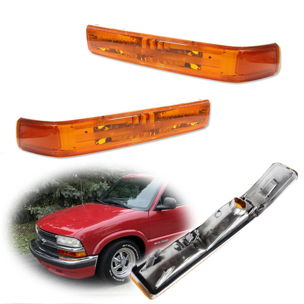 2Pcs Amber Bumper Signal Light Cover for Chevy S10 Blazer GMC Sonoma