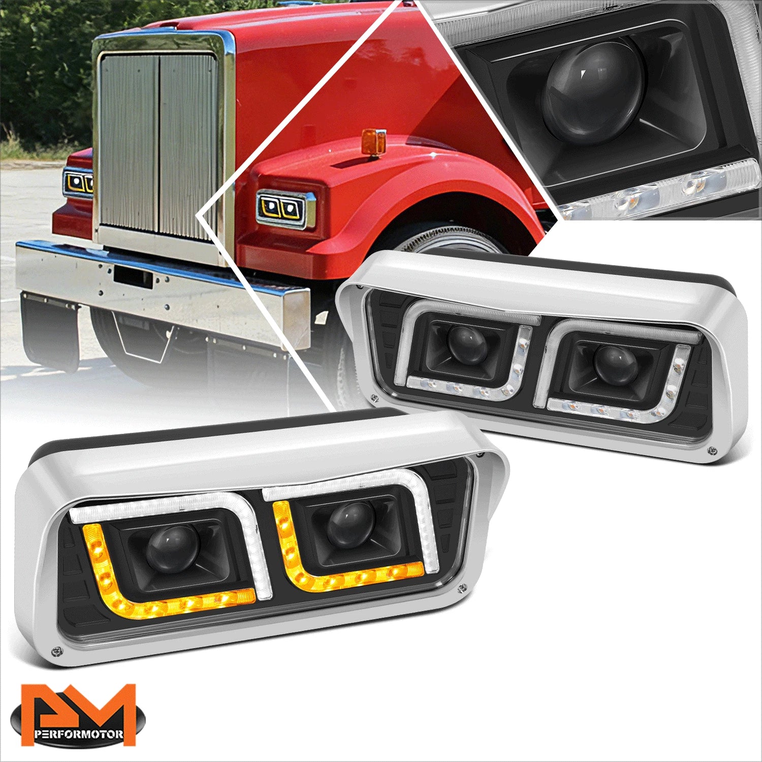 LED DRL Projector Headlight for Kenworth W900/Western Star 4800 (1981–2019)