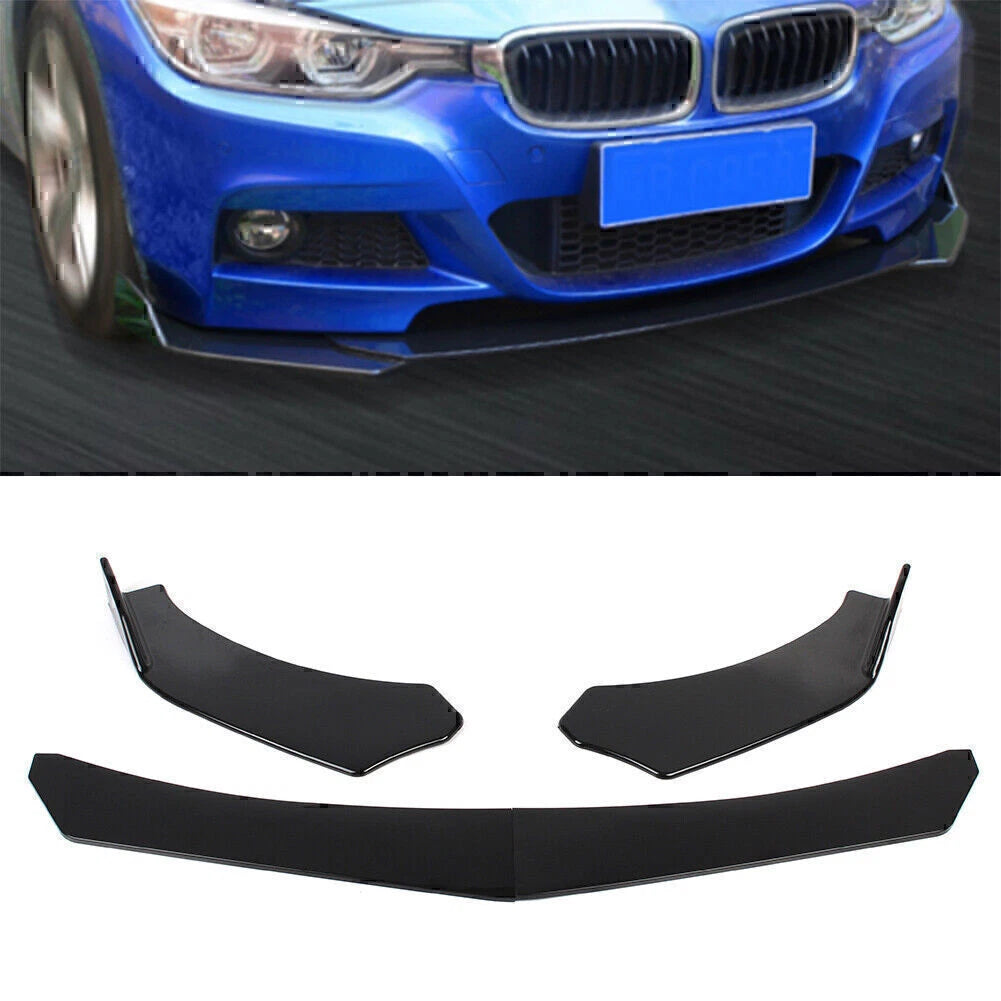 Set of 4 Glossy Black Front Bumper Lip Chin Spoiler Splitter