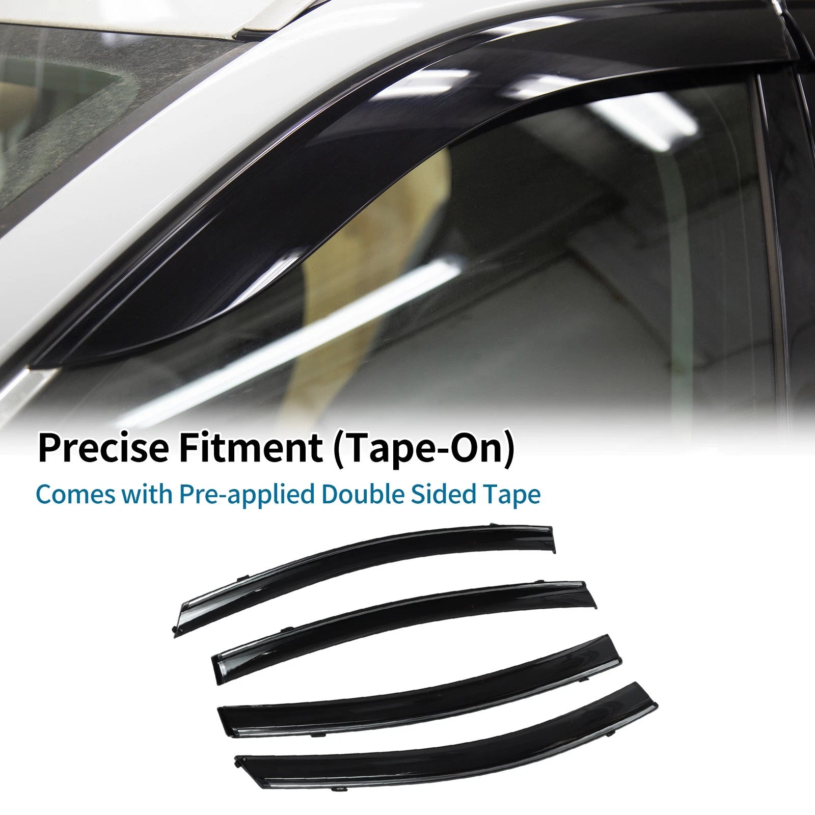 Set of 4 Window Deflectors for Hyundai Elantra (2017) - Black Vent Visors