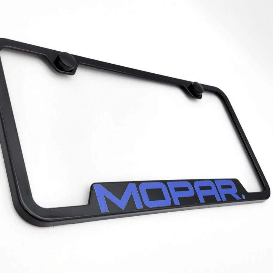 Notched License Plate Frame Black with MOPAR Logo for Dodge (2004–2021)
