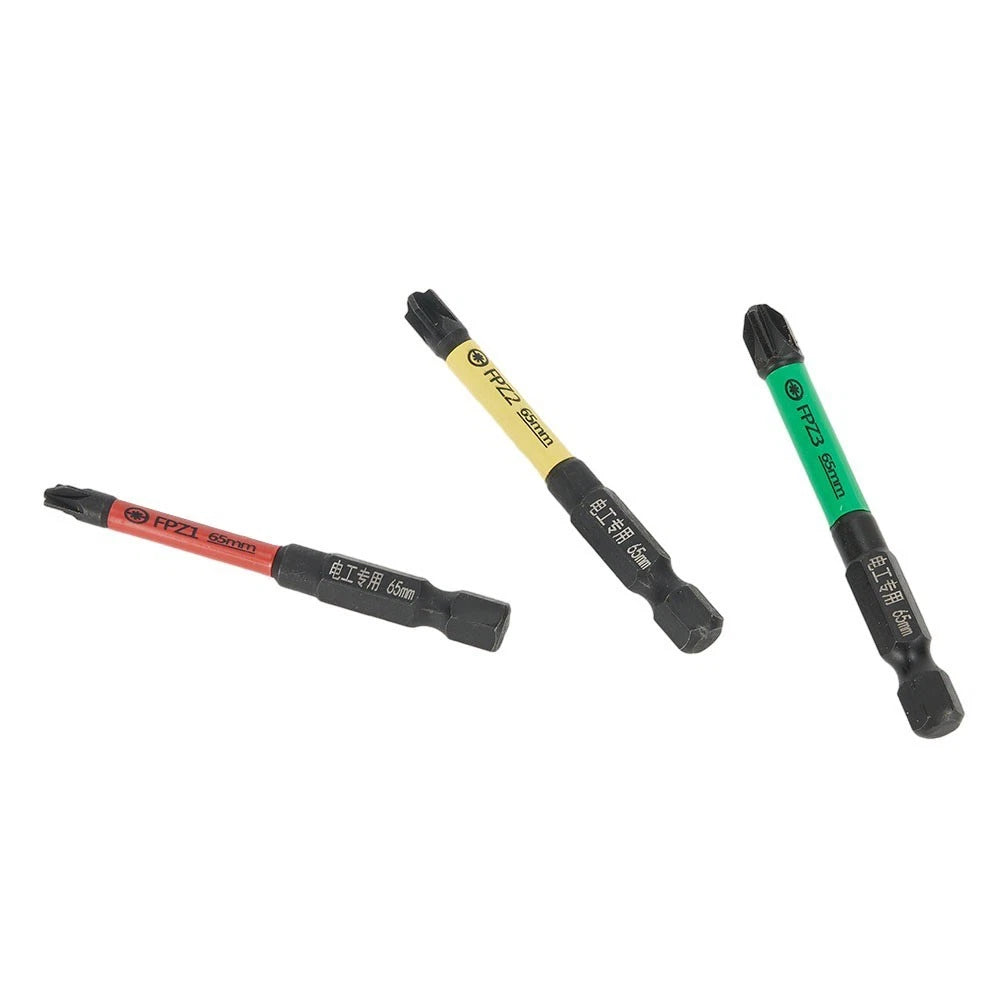 3pcs Magnetic Slotted Cross Screwdriver Bit FPZ1-3 for Electricians