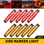 Set of 10 LED Smoked Round Side Marker Lights for Truck Trailer