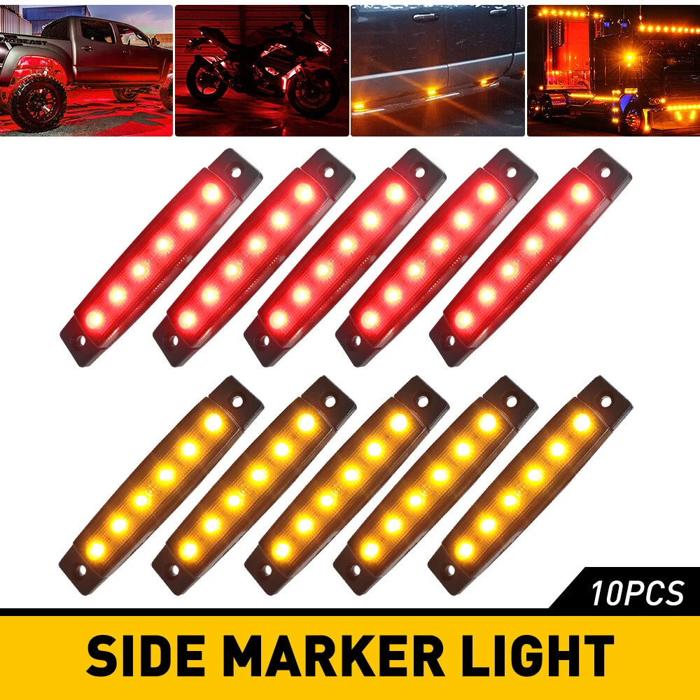 Set of 10 LED Smoked Round Side Marker Lights for Truck Trailer