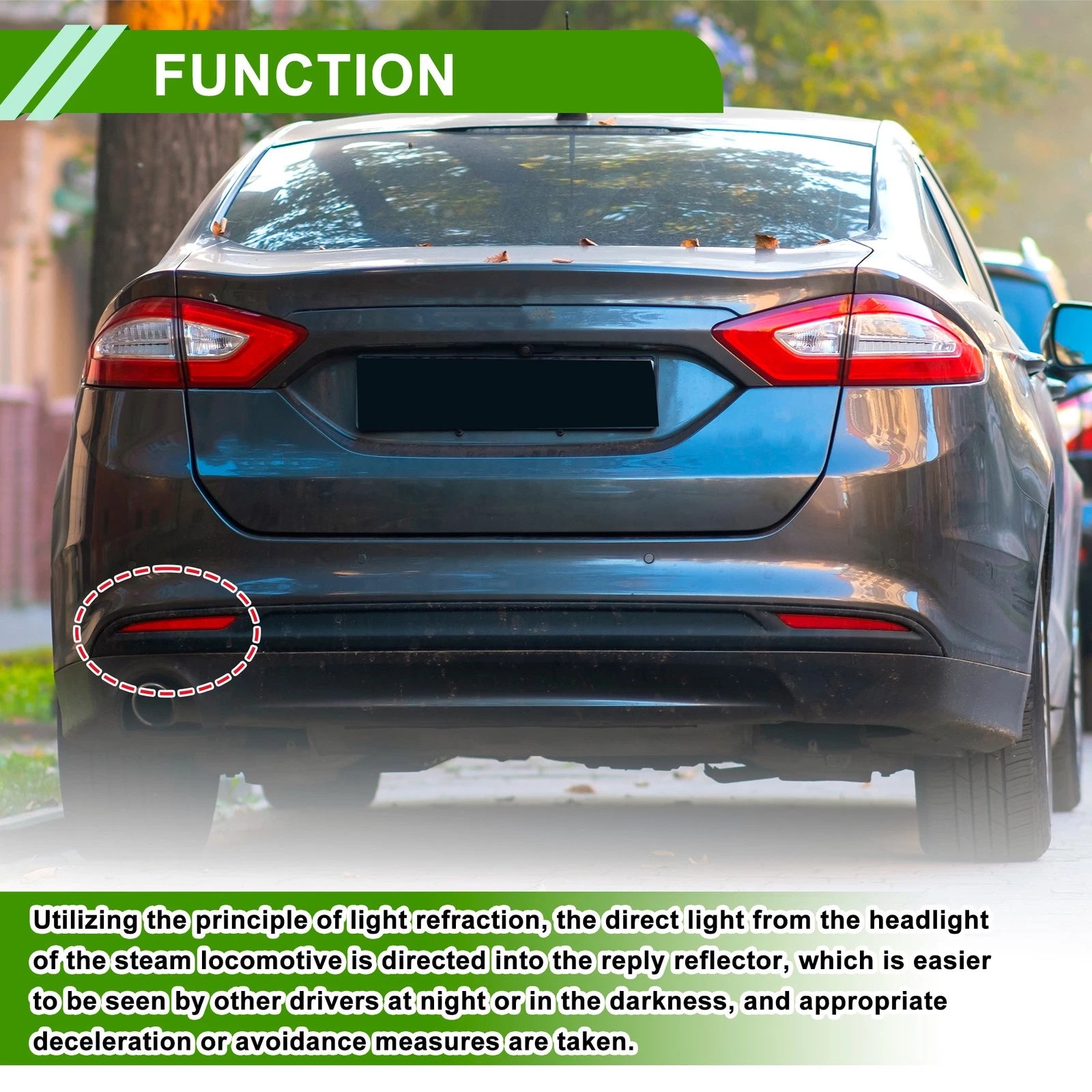 Bumper Reflector No.KS7Z13A565B for Ford Fusion (2019–2020) Red Rear Left