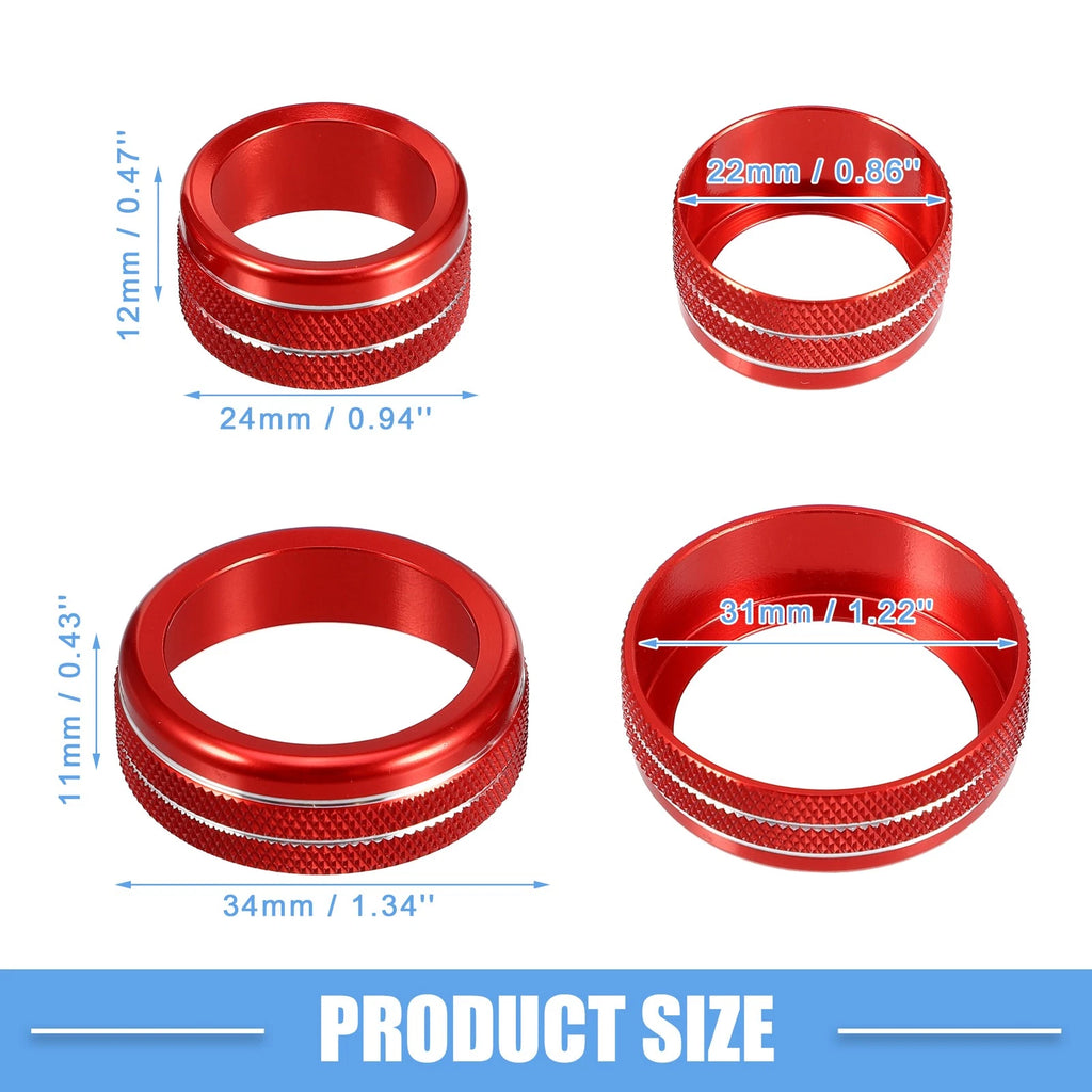 Set of 4 Console AC Audio Volume Knob Covers for Nissan Murano (2015–2021) Red
