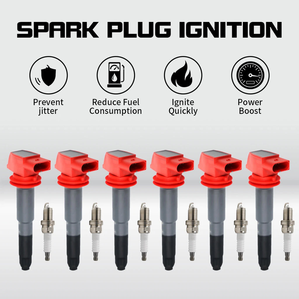6X Spark Plug + Ignition Coil for Porsche Cayenne (2008–2014) Panamera (2010–2016) V8 UF660
