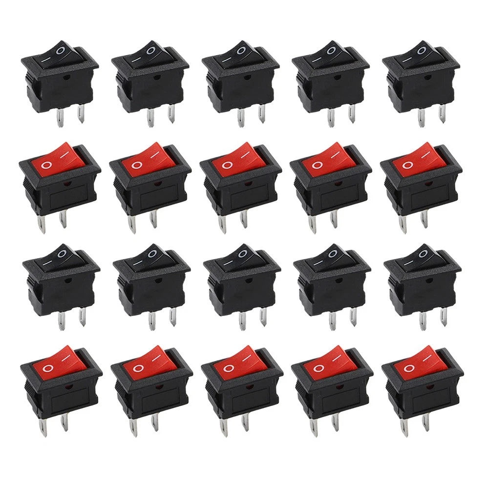 Rocker Switch 20PCS 125VAC 6A 250VAC 3A 2 Pin SPST for Boat RV