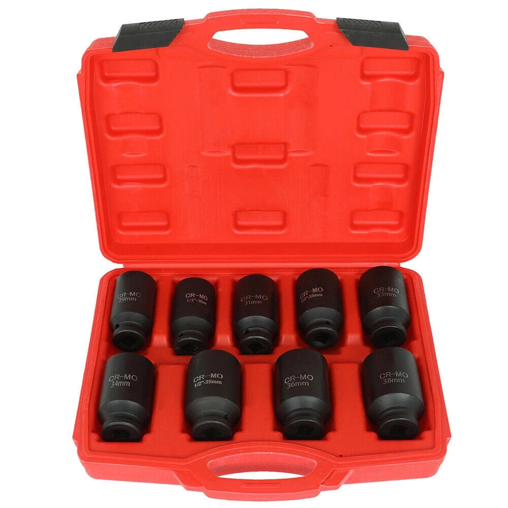 Set of 9 Deep Impact Sockets for 1/2" Drive (29-38mm)