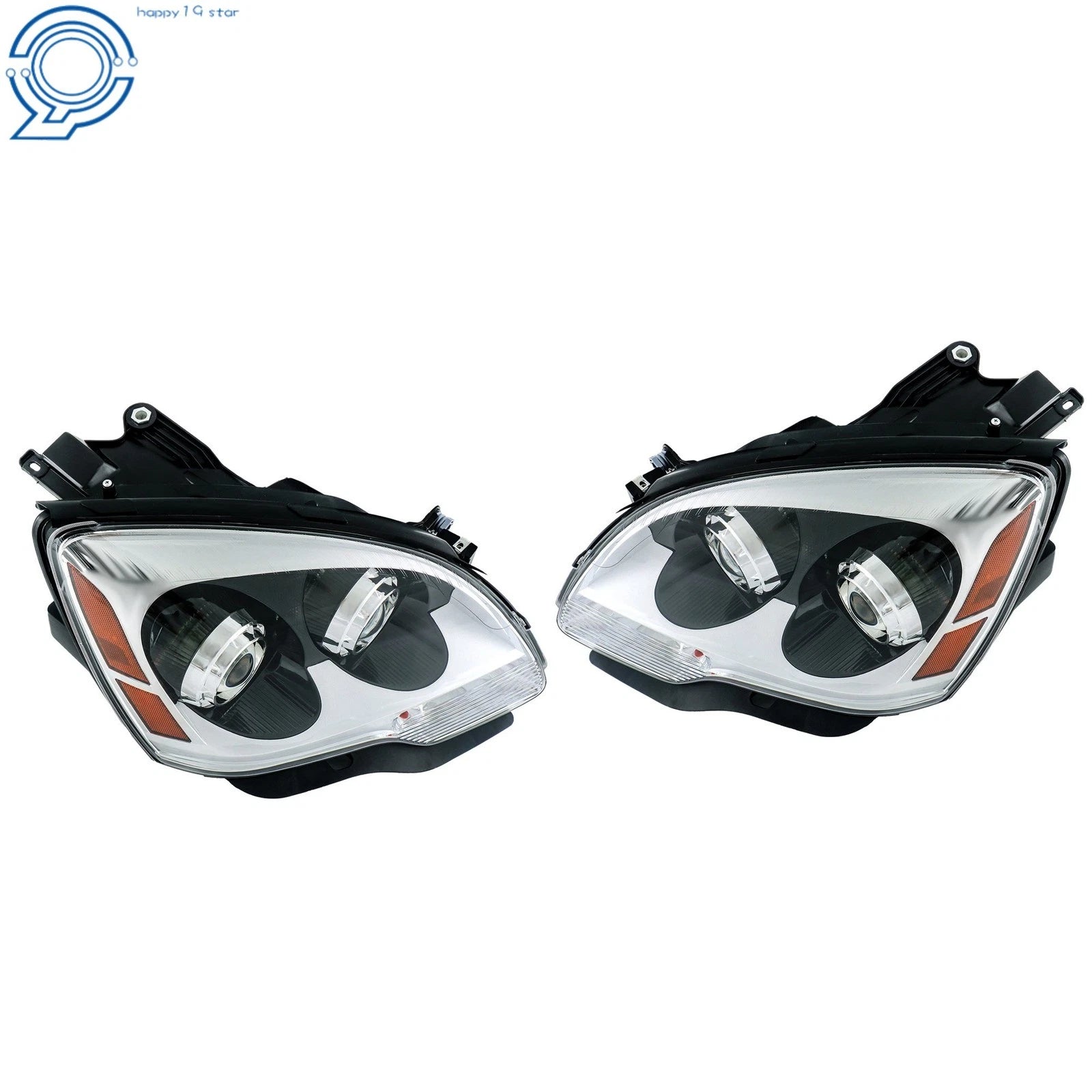 Set of 2 HID Projector Headlights for GMC Acadia (2007–2012) Chrome Trim