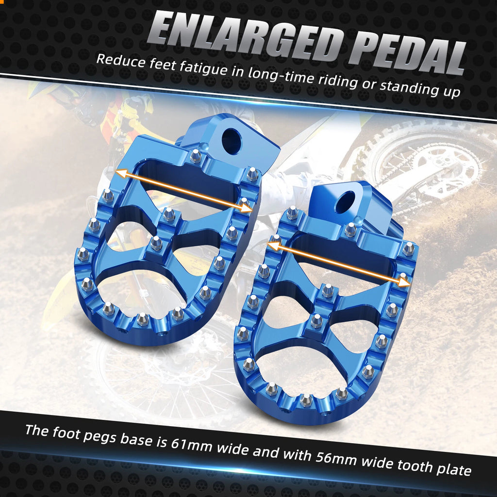 Billet Wide Foot Pegs for Yamaha YZ65 (2018–2023), YZ85 (2002–2023) - Blue
