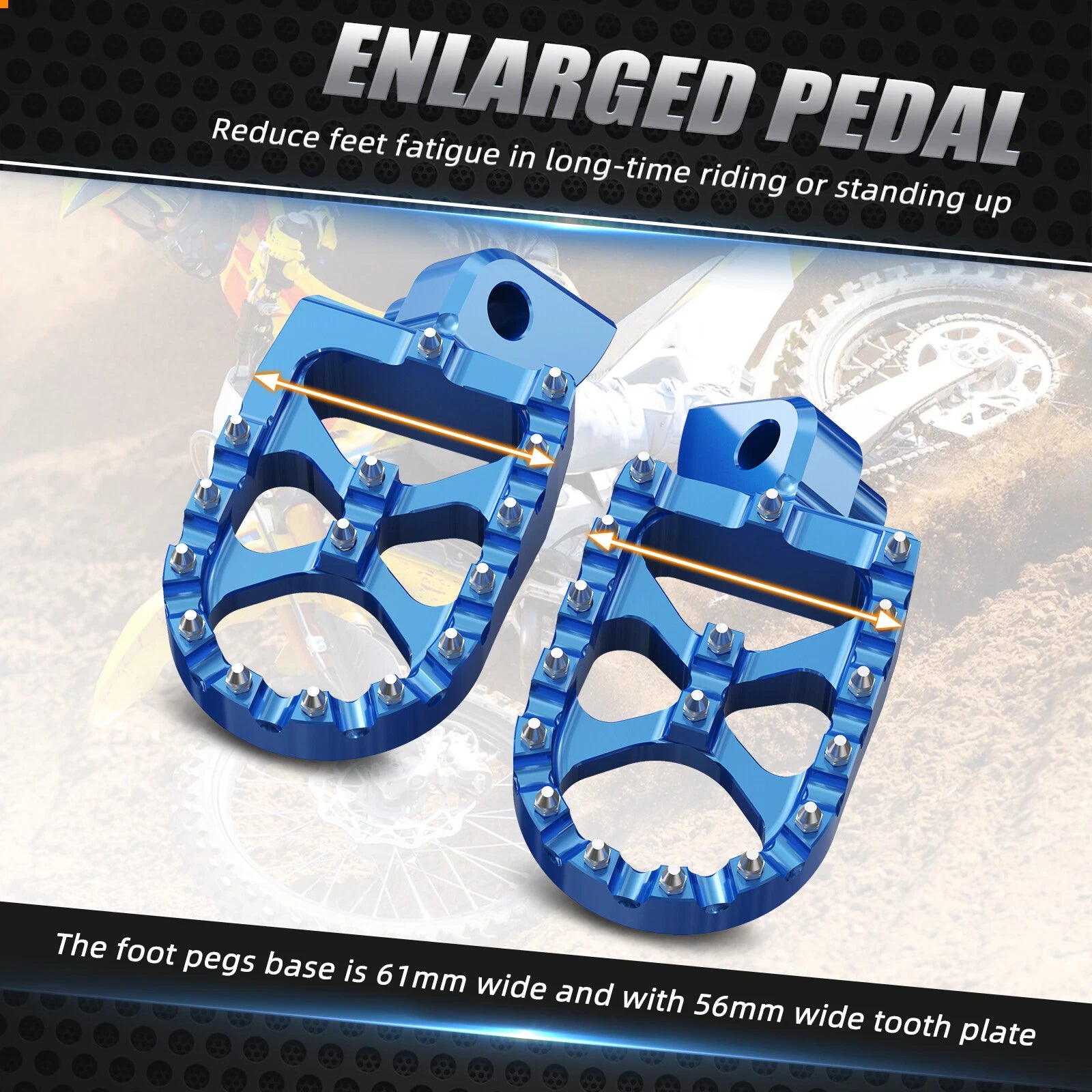 Billet Wide Foot Pegs for Yamaha YZ65 (2018–2023), YZ85 (2002–2023) - Blue
