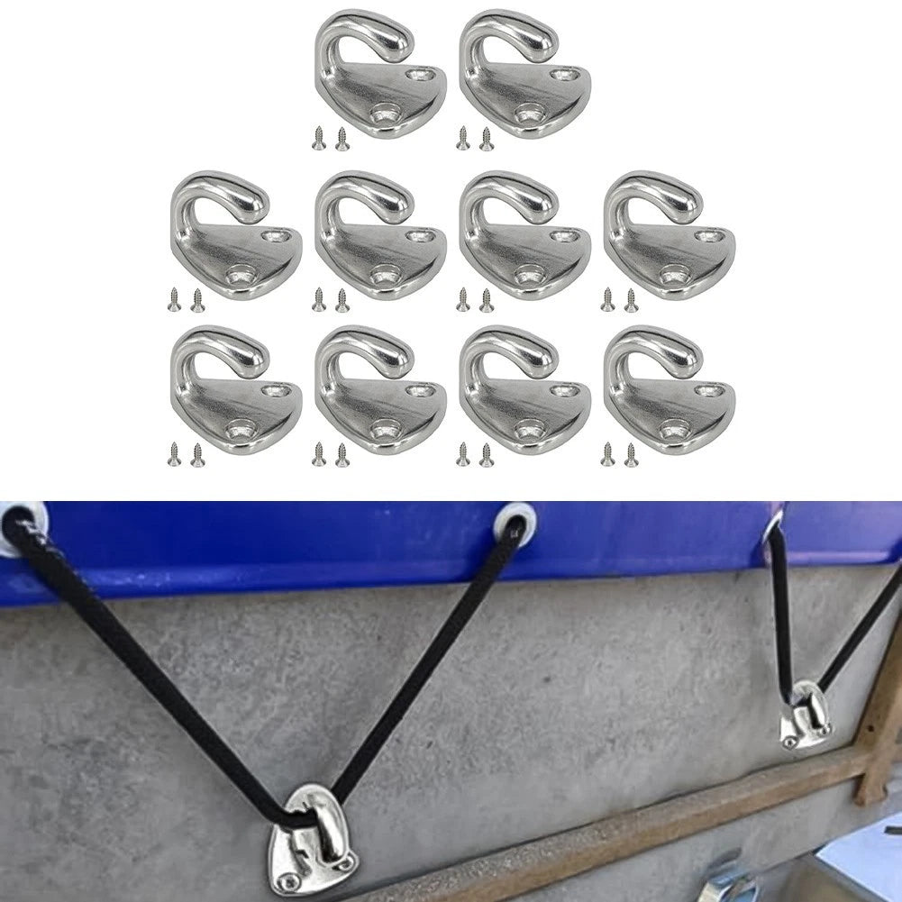10X Stainless Steel Tarp Hooks for Trailers Boats RVs