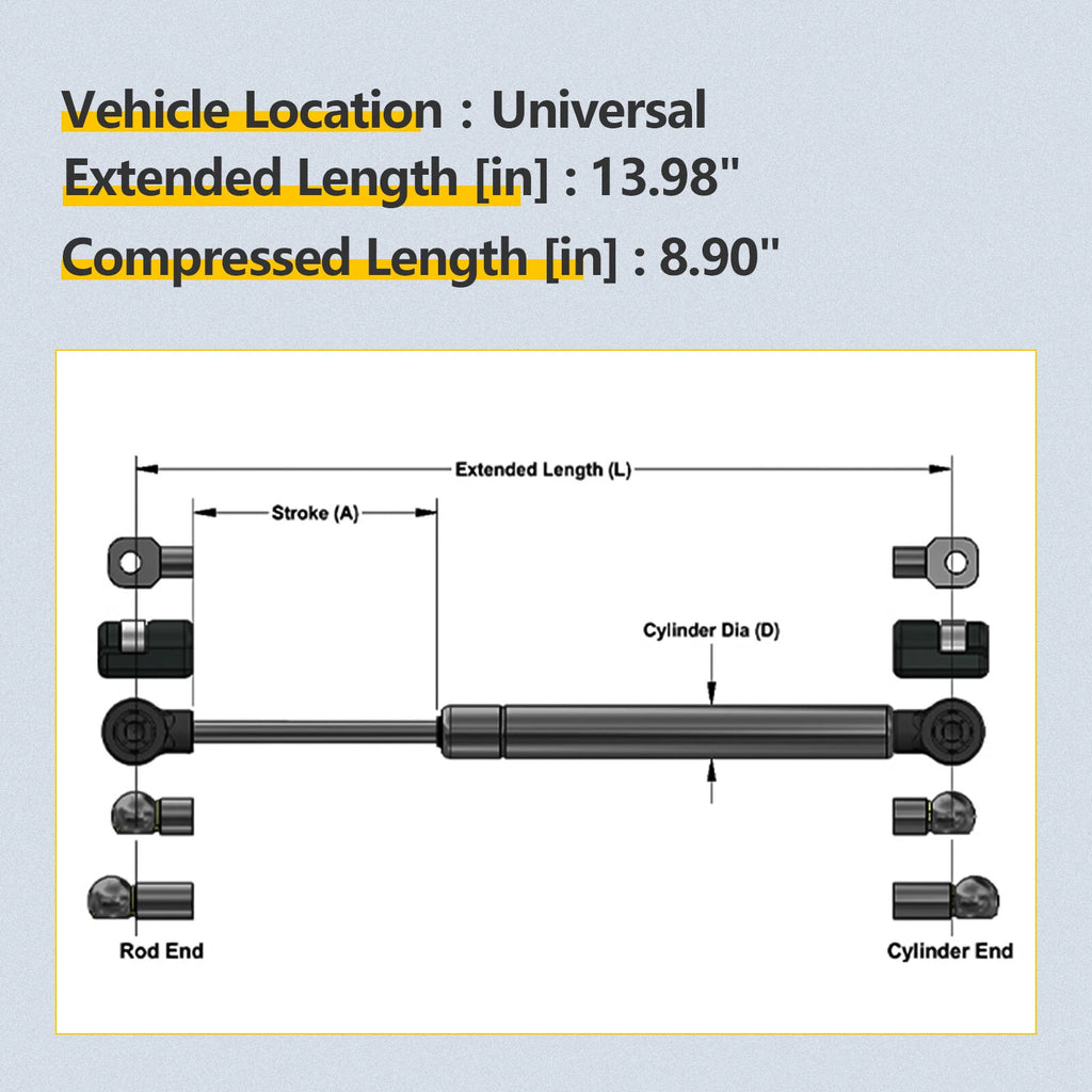 Lift Support Shock Strut Gas Spring for Universal Applications (14", 24Lbs)